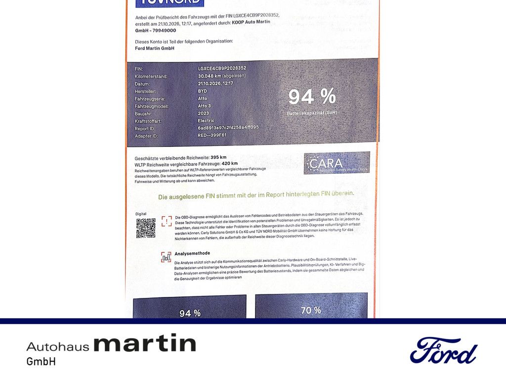 Fahrzeugabbildung BYD Atto 3 150 kW Design NAVI ACC SITZBELÜFTUNG LED