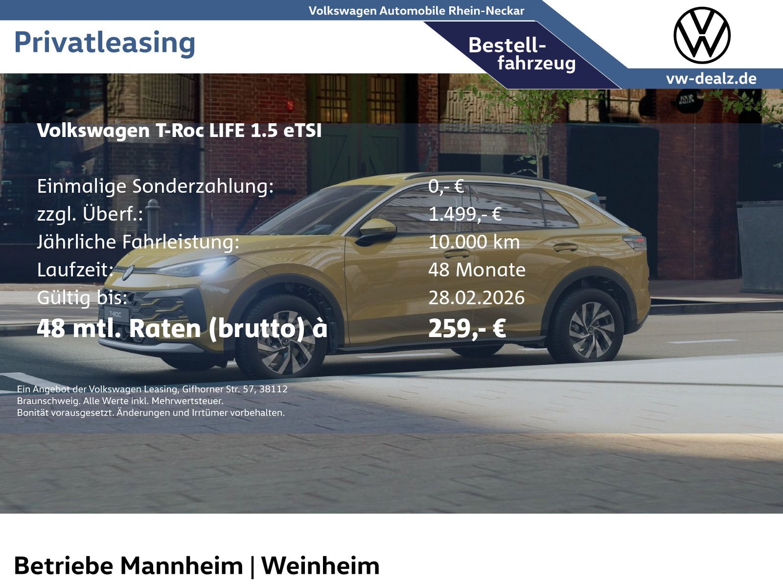 Volkswagen T-Roc Life 1.5 eTSI DSG Klima ALU LED DAB