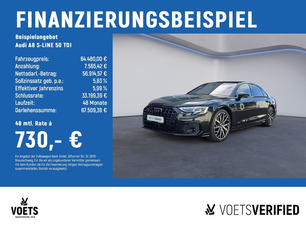 Audi A8 S-LINE 50 TDI  MATRIX+AHK+ALLRADL+PANO+STANDH