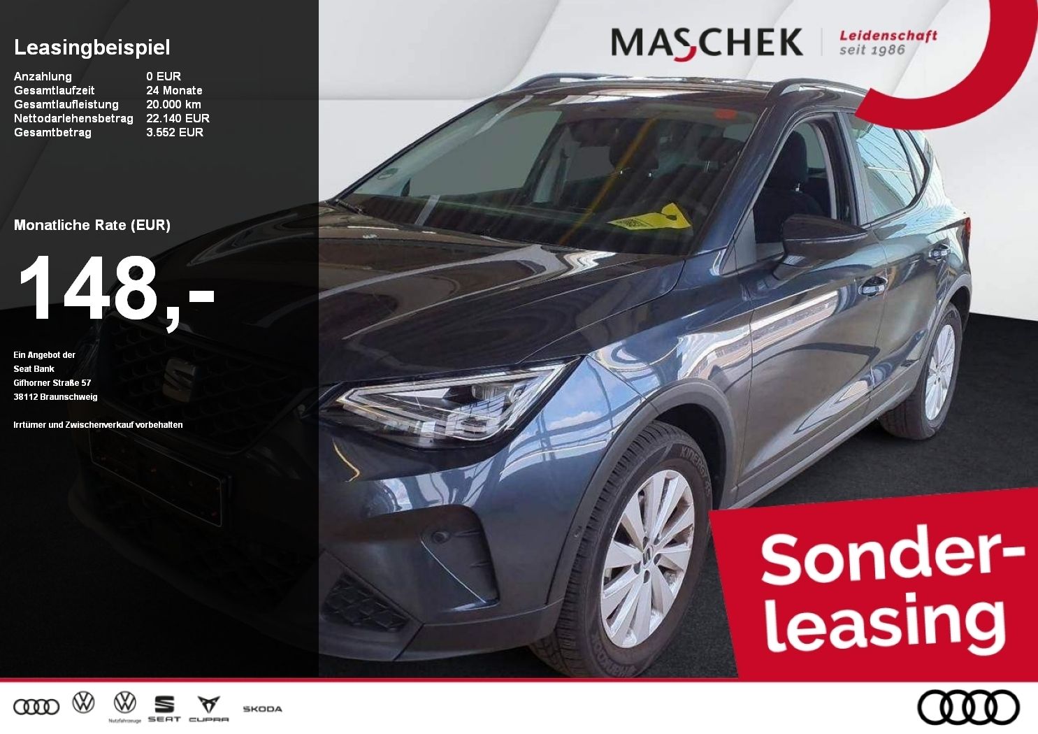 Seat Arona Style Sonderleasing Navi RearView Sitzh. C