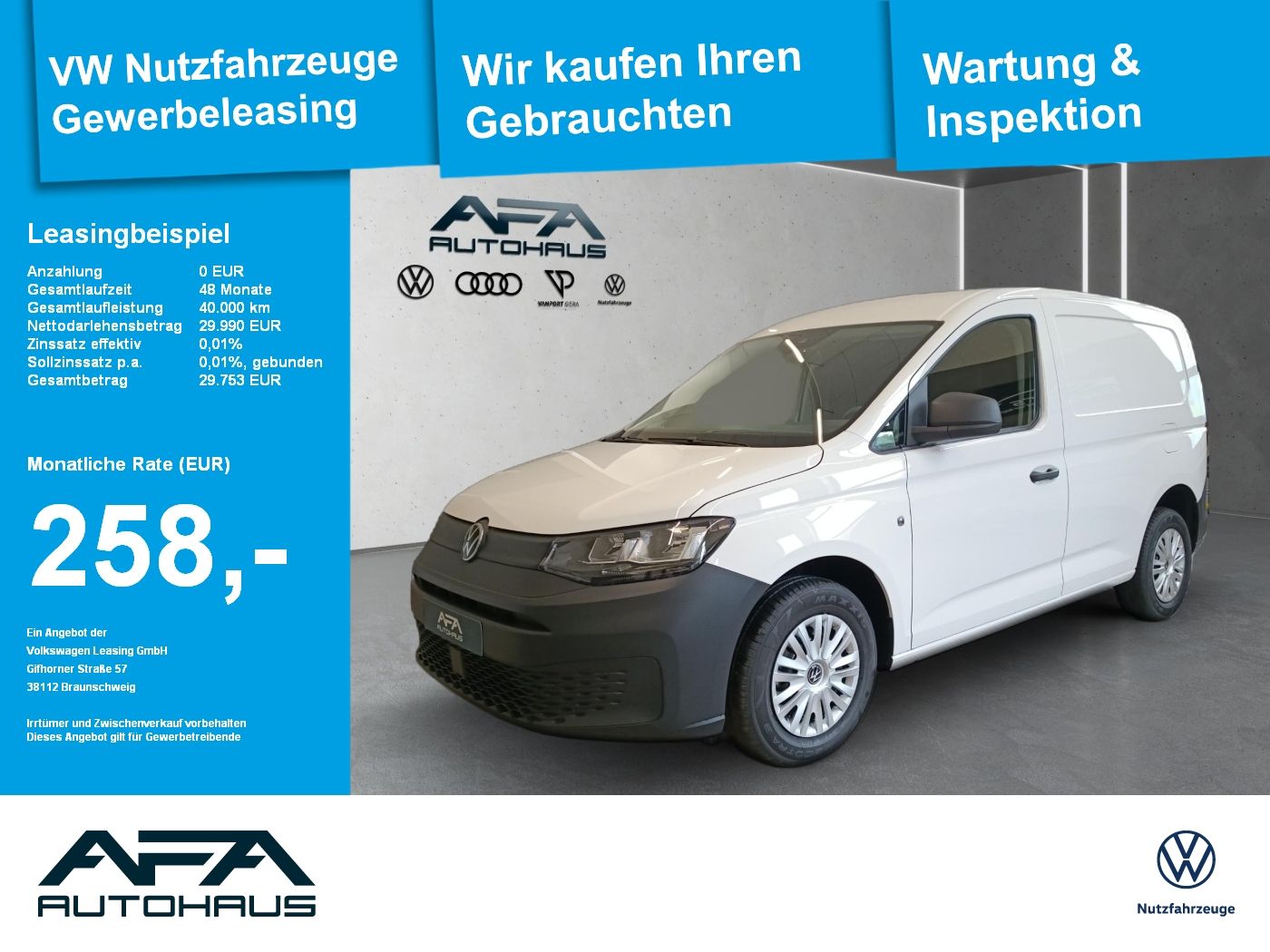 Volkswagen Caddy Cargo 2,0 TDI PDC*Vorb. AHK*AGR