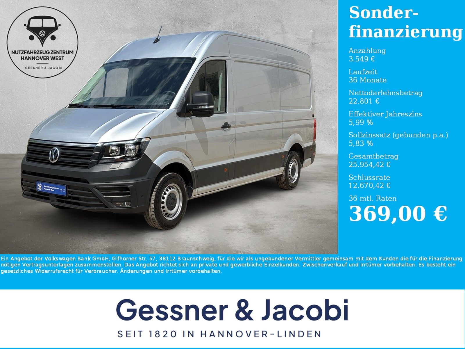 Fahrzeugabbildung Volkswagen Crafter Kasten 2.0 TDI MR Hochdach SHZ ACC