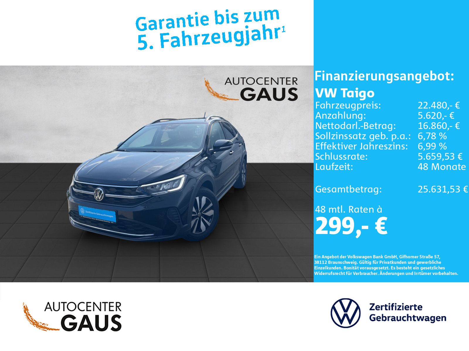 Taigo Goal 1.0 TSI Navi*ACC*APP-Connect*SHZ