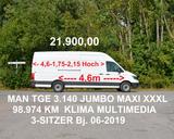 MAN 2x TGE 3.140 MAXI JUMBO ÜBERHANG EXTRA LANG HOCH - MAN Jumbo