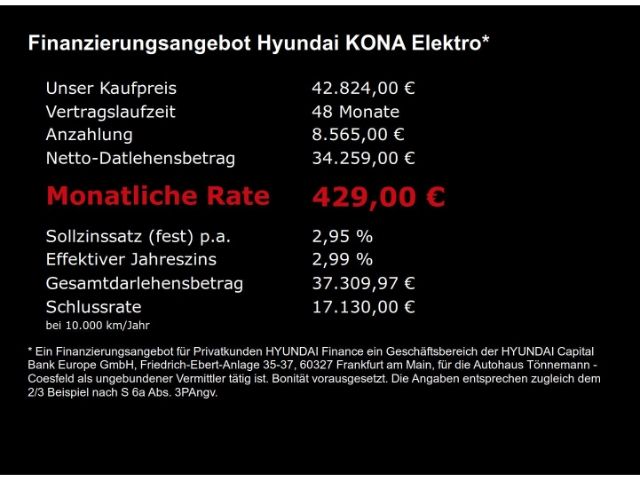 KONA Elektro PRIME 65,4 kWh+VOLL LED+NAVI+360 GR