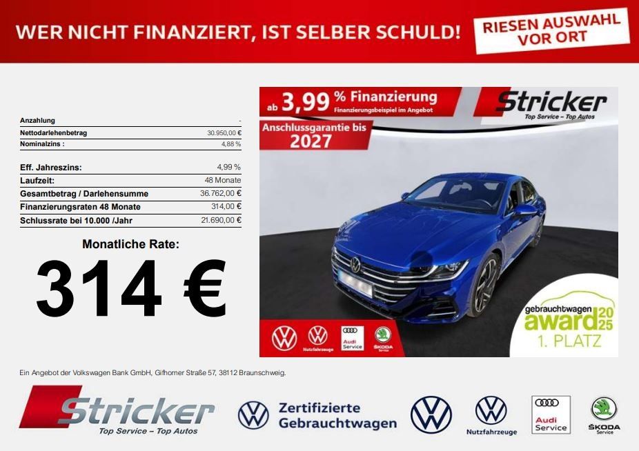 Volkswagen Arteon R-Line 2.0TSI 314,-ohne Anzahlung Neu 72