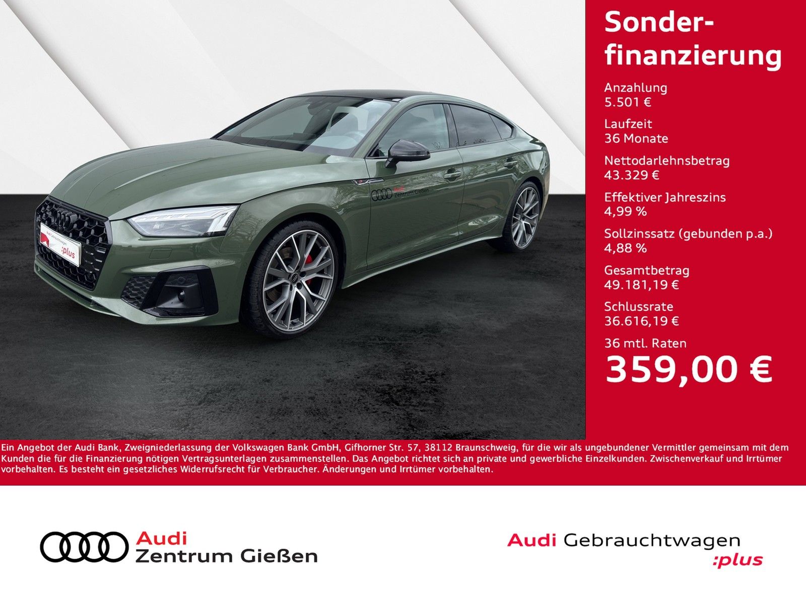 Audi A5 Sportback 40 TDI quattro S line business B&O 