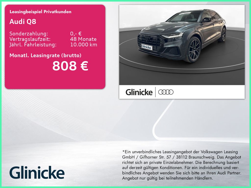 Audi Q8 50 TDI qu. AHK Pano LM 22" B&O 360° Leder Hea