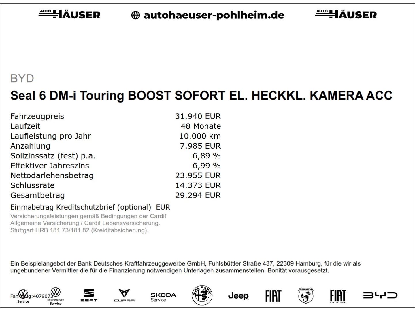BYD Seal 6 DM-i Touring BOOST SOFORT EL. HECKKL. KAM imagem 2