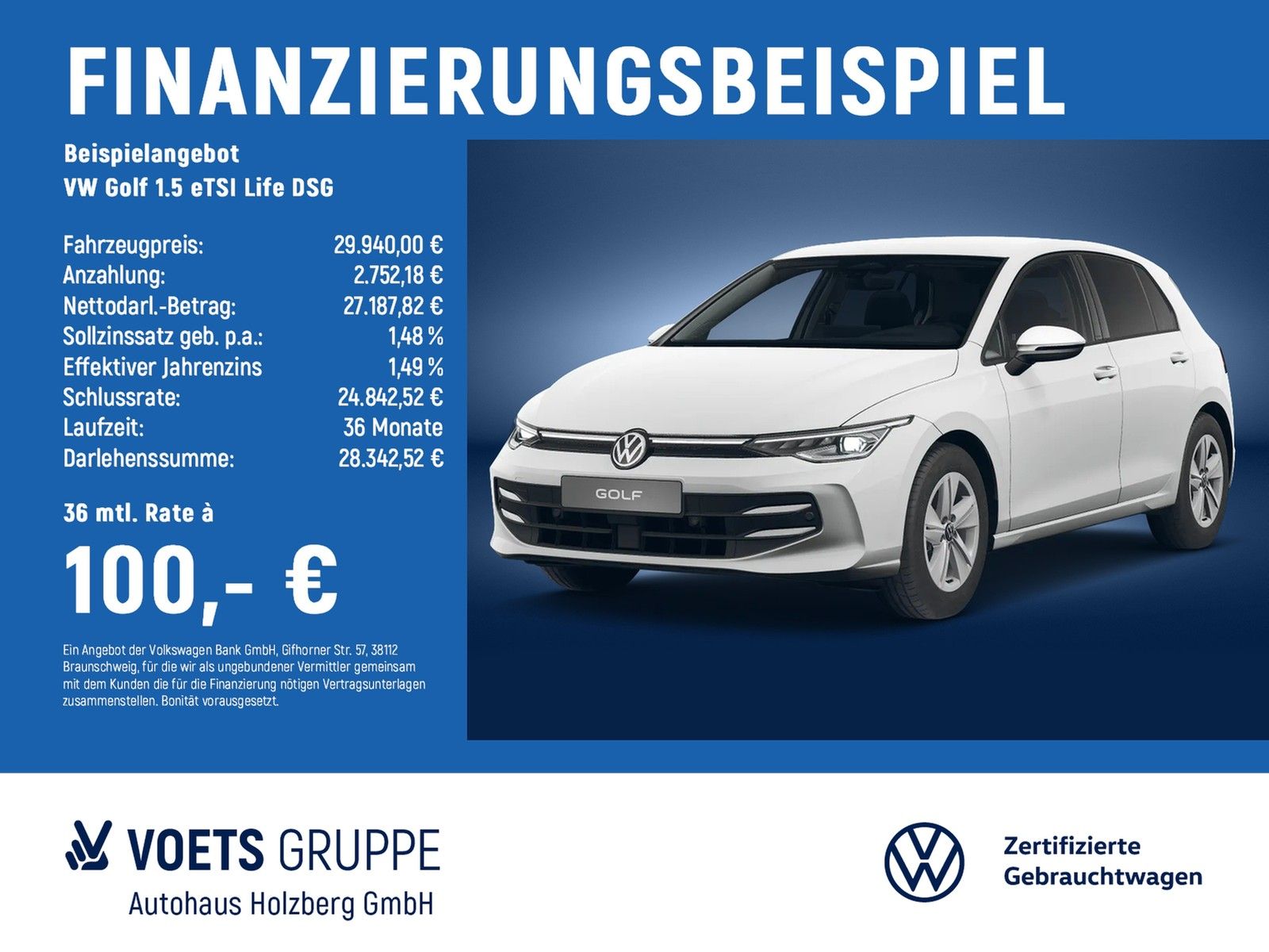 Volkswagen Golf 1.5 eTSI Life DSG IQLight+VELOURS+HeadUP