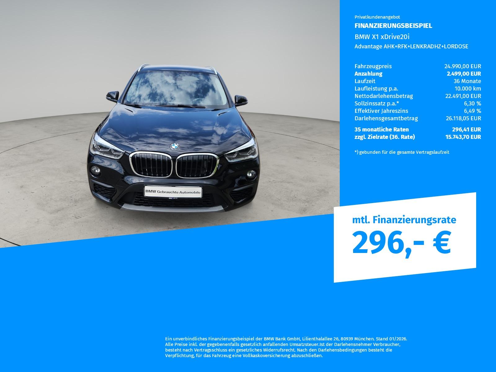 BMW X1 xDrive20i Advantage AHK+RFK+LENKRADHZ+LORDOSE