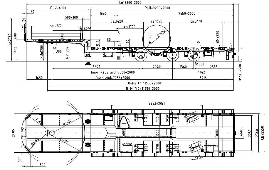 Meusburger 3-Achs-Tele-Semi mit 1 Paar Radmulden