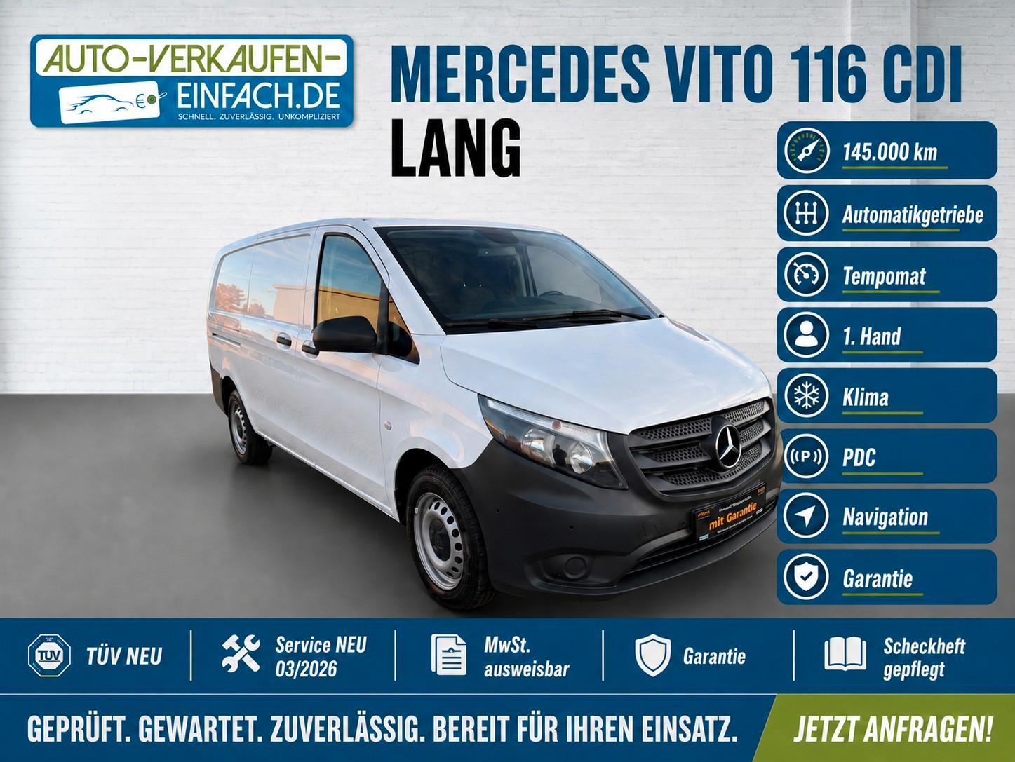 Mercedes-Benz Vito 116 CDI,Lang,Aut,Klima,Navi,TÜV+Serv+Gar
