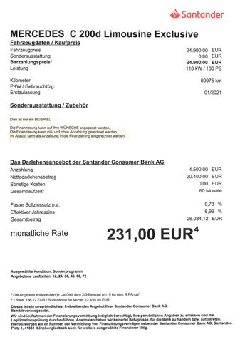 Fahrzeugabbildung Mercedes-Benz C 200 d Lim >NAVI/LED-Licht/SHZ/Parkassist/PDC<