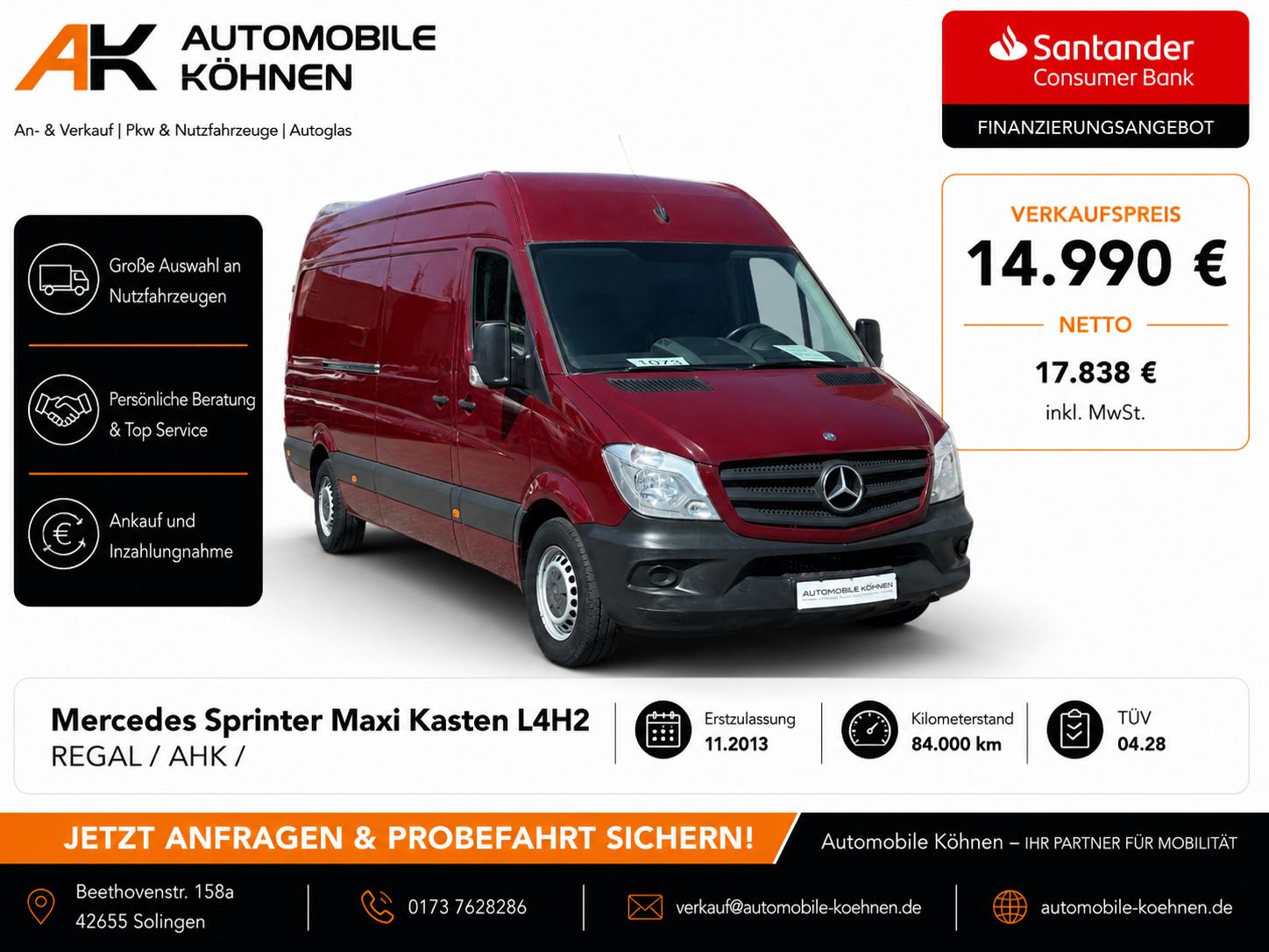 Mercedes-Benz Sprinter Maxi Kasten L4H2 / TÜV 04.28 / REGAL / 