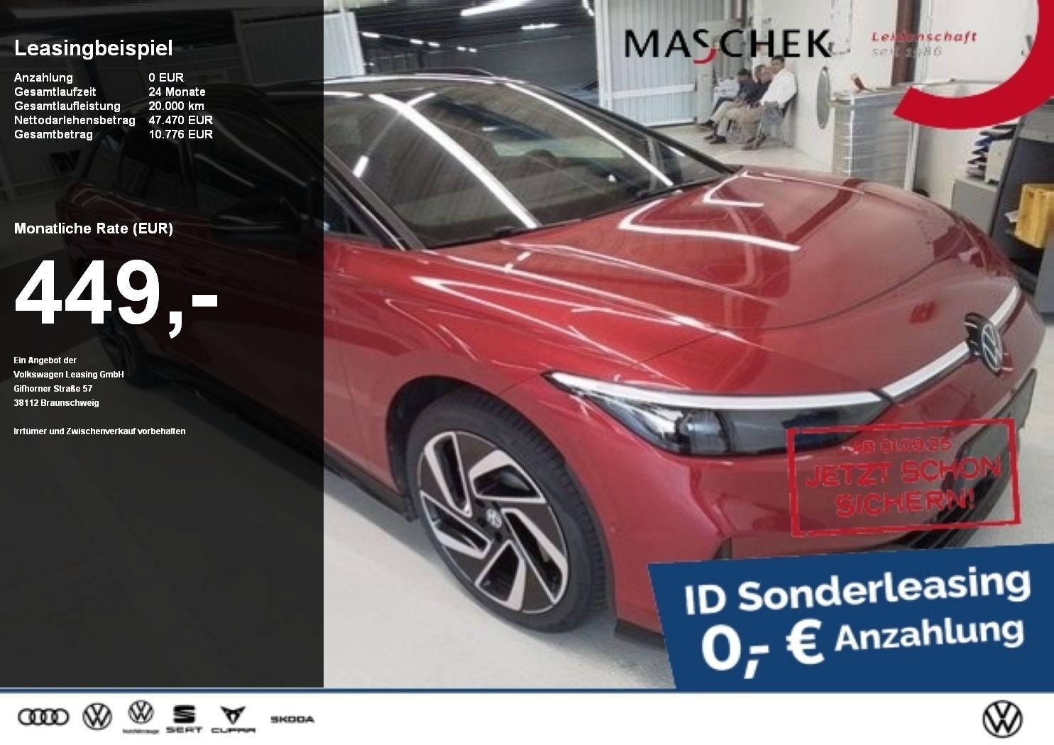 Volkswagen ID.7 Tourer Pro Sonderleasing IQLight AHK Navi A