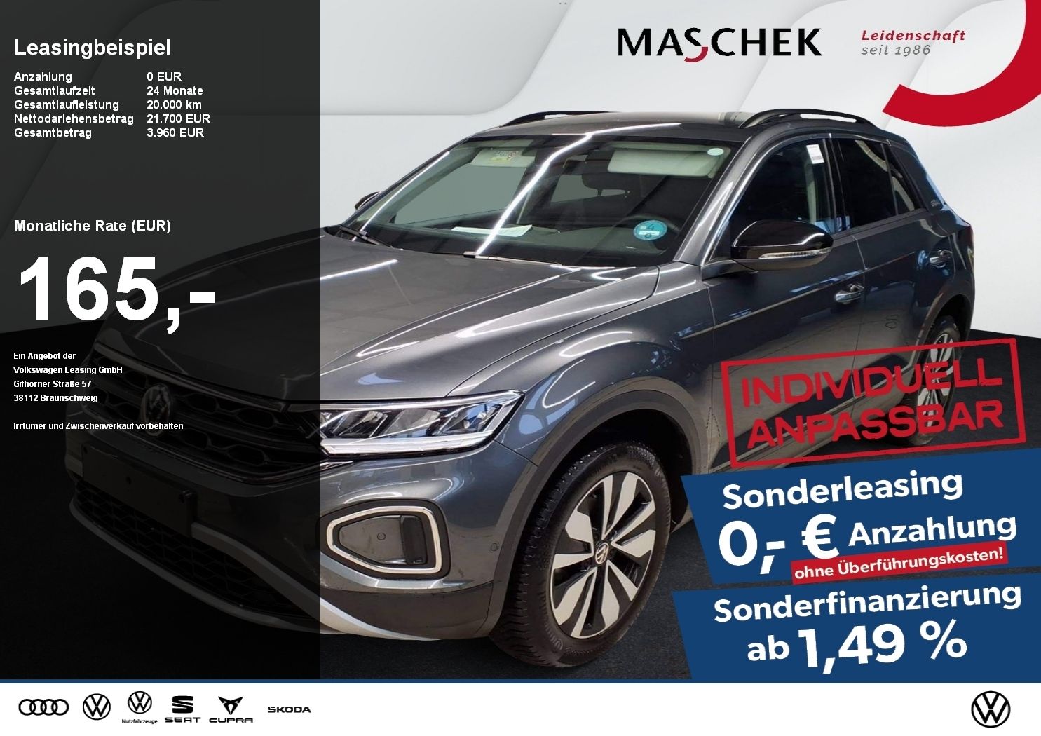 Volkswagen T-ROC Goal 1.0 TSI Sonderleasing ohne zzgl Koste
