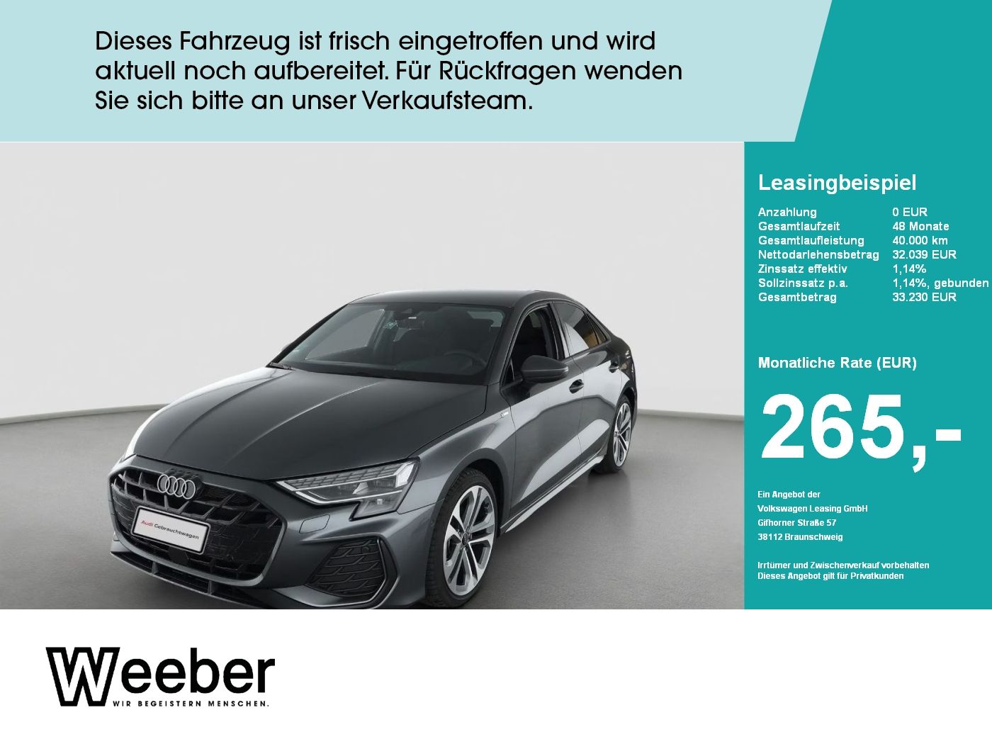 Audi A3 Lim S line AHK*NAVI*LED*RFK*18LM*GRA*5J GAR