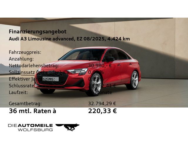 Audi A3 Limousine 30 TFSI advanced HeadUp/LED/Stand
