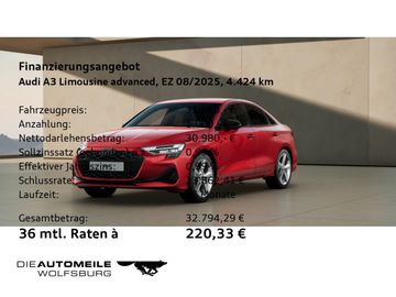 Audi Leasingangebot: Audi A3 Limousine 30 TFSI advanced HeadUp/LED/Stand