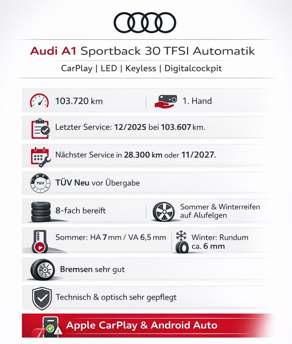 Audi A1 Sportback 30 TFSI 1.HD*AUTOMATIK*CARPLAY*LED