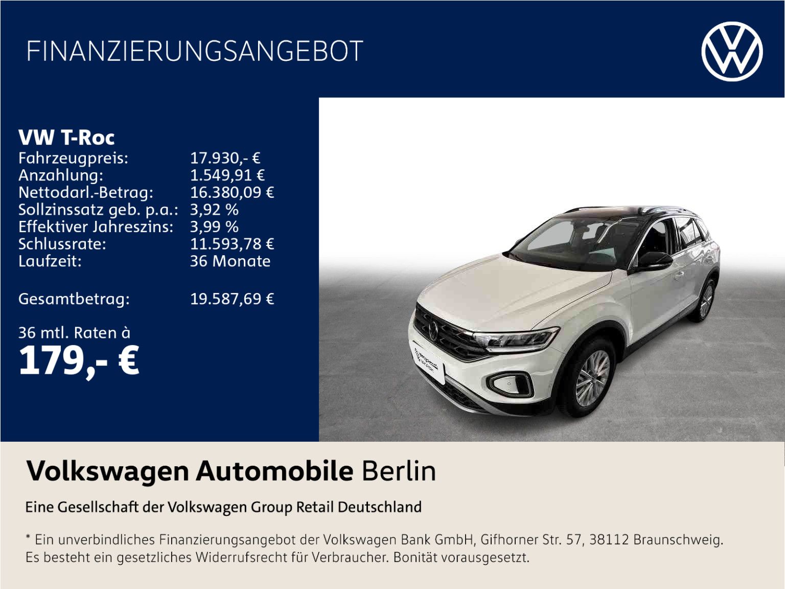 VW T-Roc 1.0 TSI Life Kamera LED Sitzhzg PDC