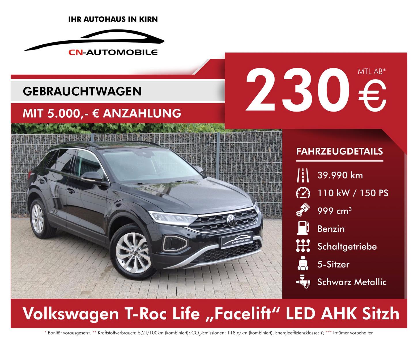 Volkswagen T-Roc Life "Facelift" LED AHK Sitzh PDC vo+hi