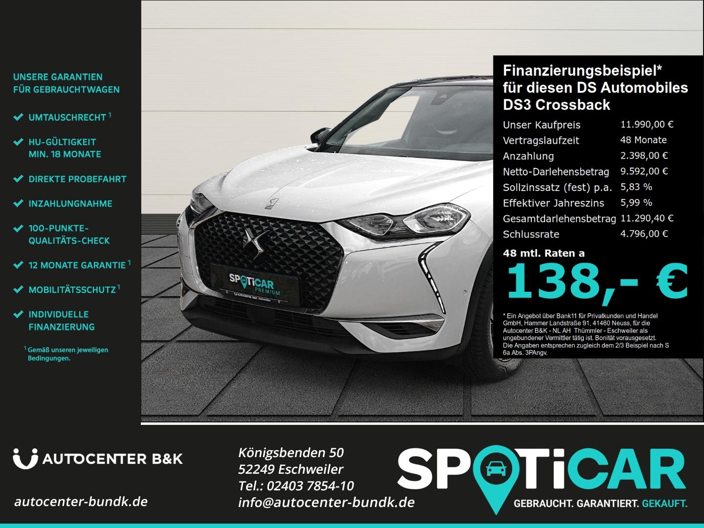 DS Automobiles DS3 Crossback PureTech 100 SO CHIC SHZ Kamera PD