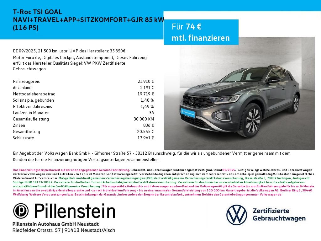 Volkswagen T-Roc TSI GOAL NAVI TRAVEL APP SITZKOMFORT GJR foto 1