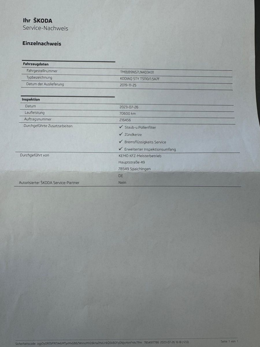 Fahrzeugabbildung SKODA Kodiaq Style  /AHK/1.HAND/SCHECKHEFT/NAVI
