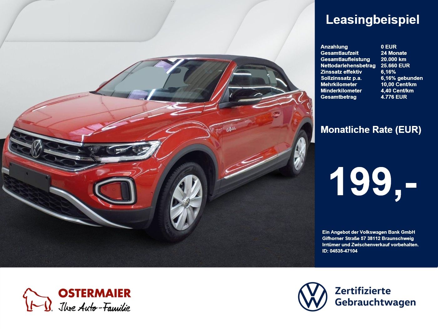 Volkswagen T-Roc Cabriolet GOAL 1.5TSI 150PS DSG NP.47T 18