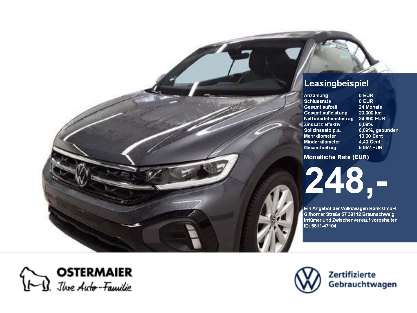 Volkswagen T-Roc Cabriolet R-LINE BLACK 1.5TSI 150PS DSG NP