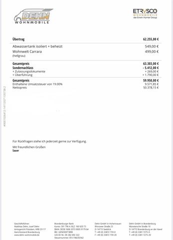 Etrusco CV 600 SB 5.412,00€ Sondernachlass!