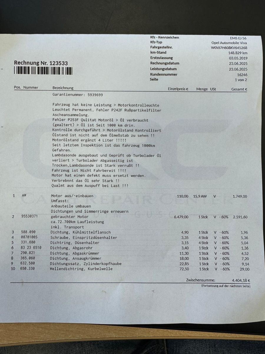 Fahrzeugabbildung Opel Vivaro Combi L1H1  2,7t/ ATM mit Belegen 72700Km
