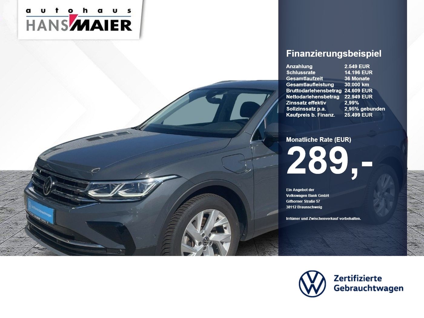 Volkswagen Tiguan Elegance eHybrid DSG Matrix Navi GJR ACC
