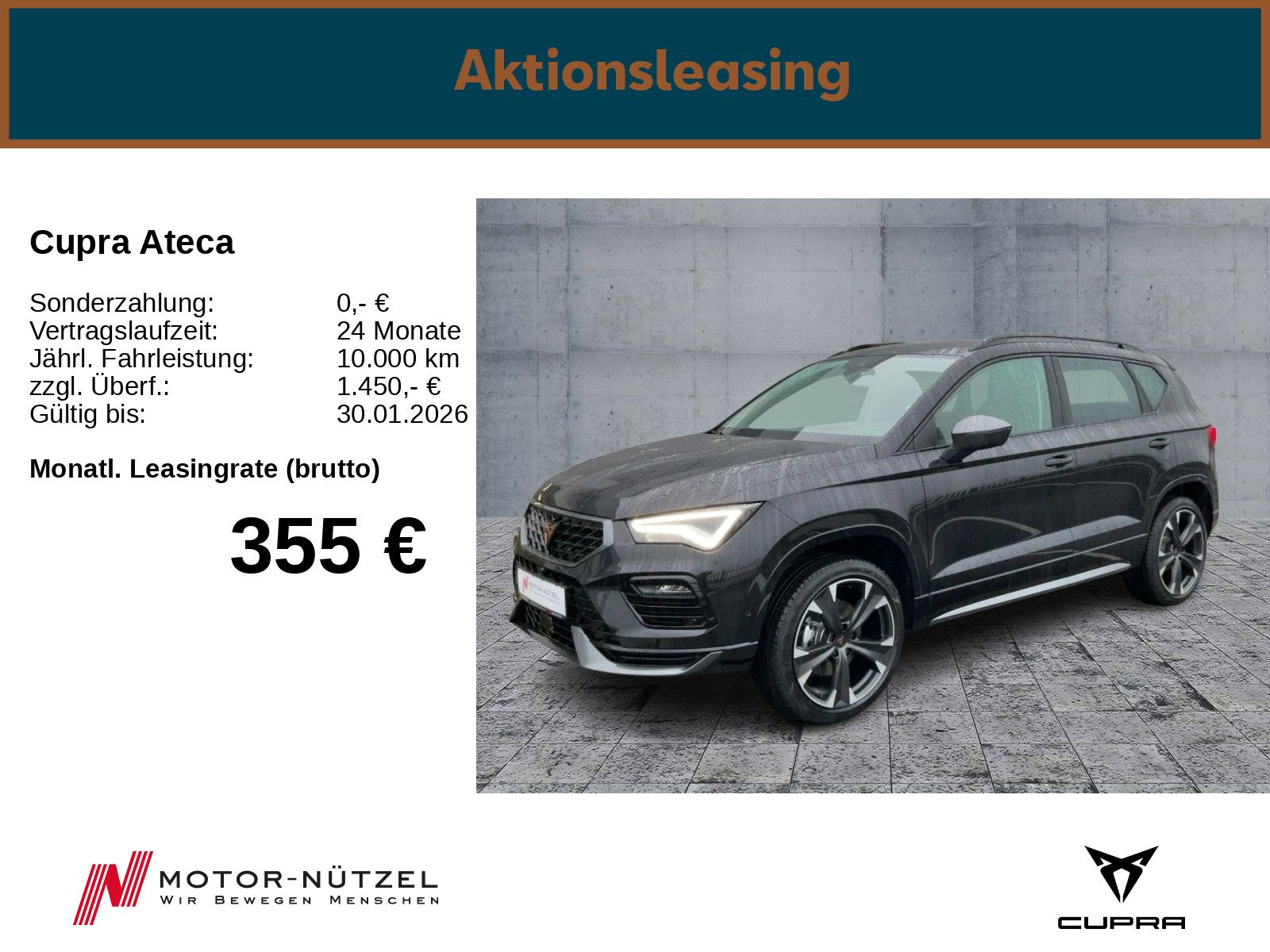 Cupra Ateca 190PS DSG/ AHK/ TopView/ SHZ/ el. Heckkl.