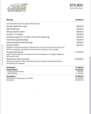 Etrusco T5900 FB 16.393,00 € Sondernachlass!