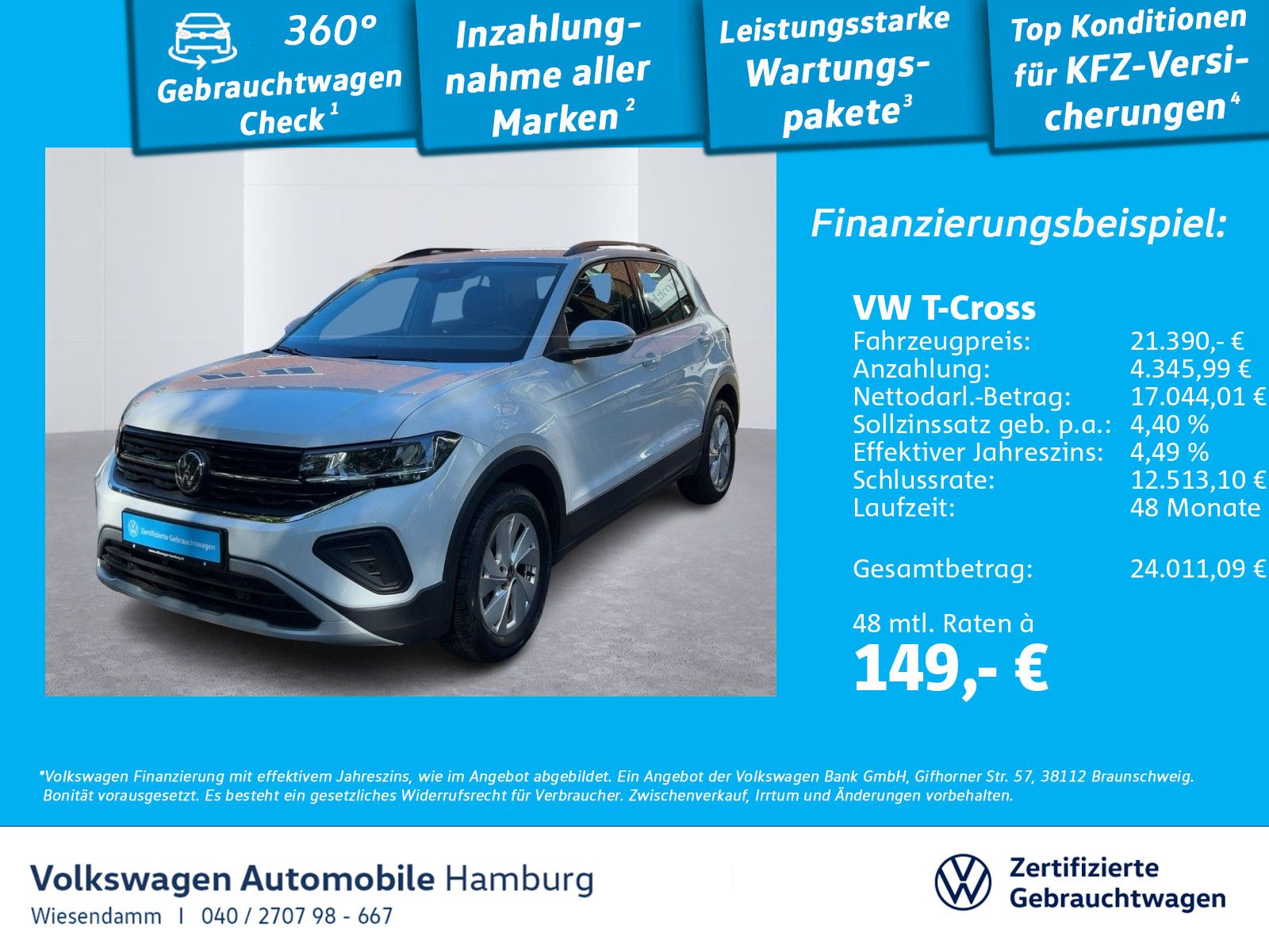 Volkswagen T-Cross 1.0 TSI Life ACC/NAVI/SITZHZG./LED