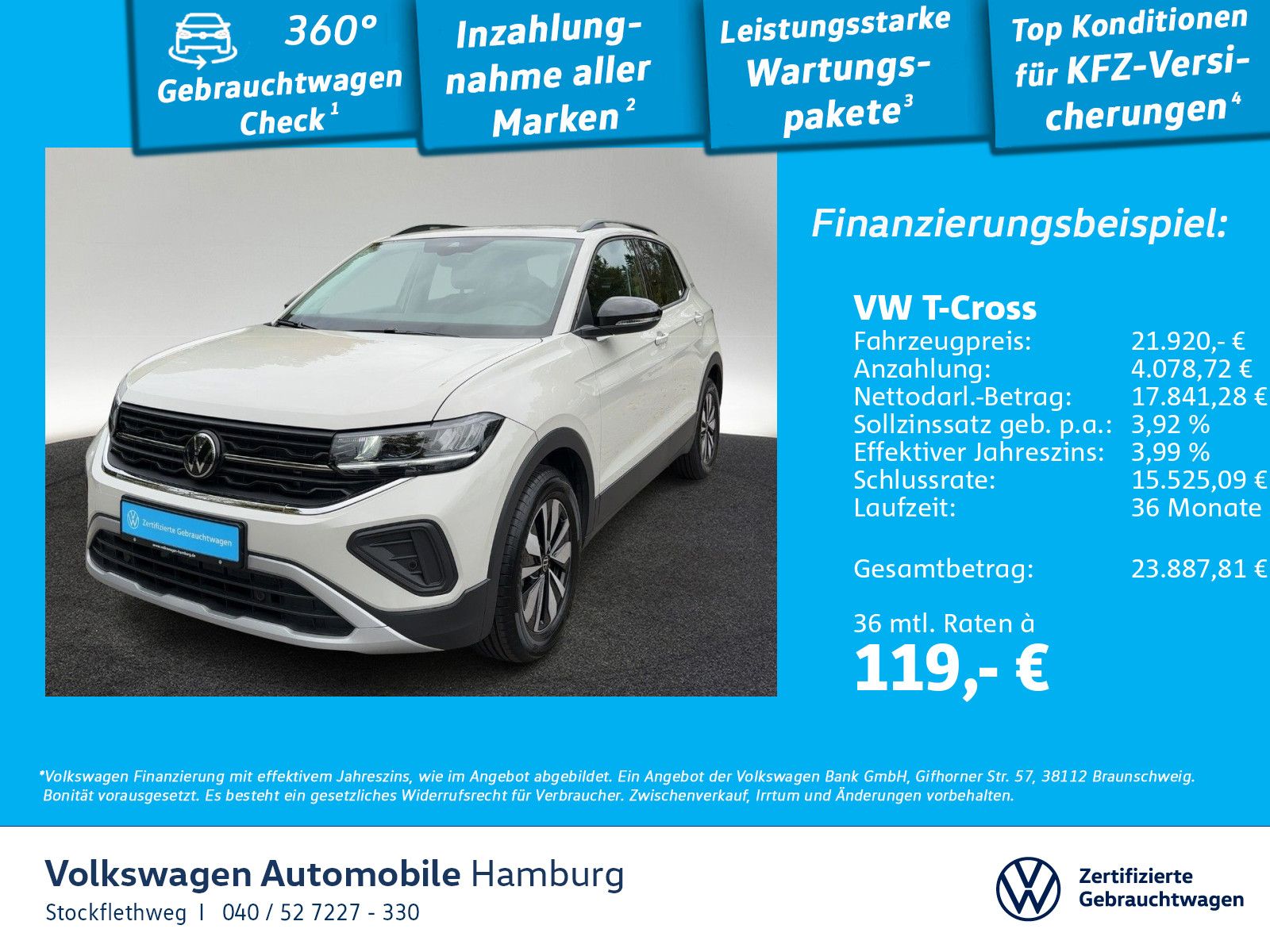Volkswagen T-Cross 1.0 TSI Goal ACC Navi Kamera CarPlay LED