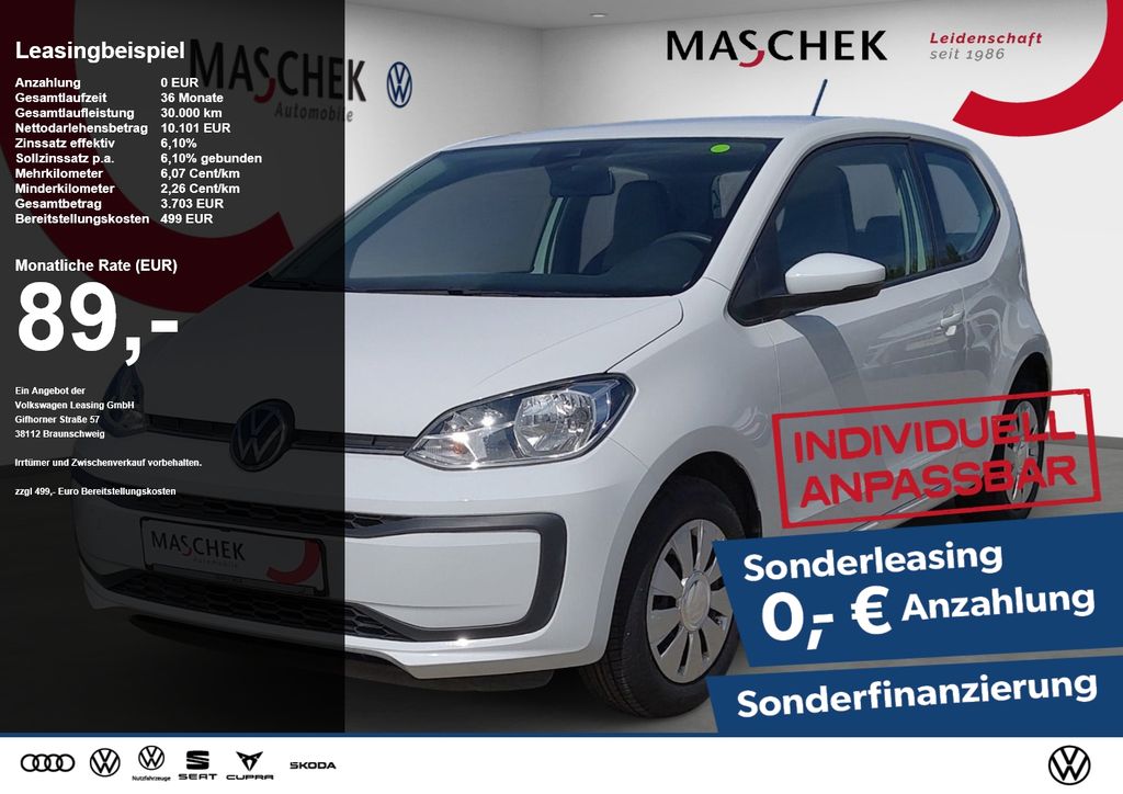 Abbildung Leasingangebot Volkswagen up! 1.0 Sonderleasing! RearView GRA PDC Kam. PDC