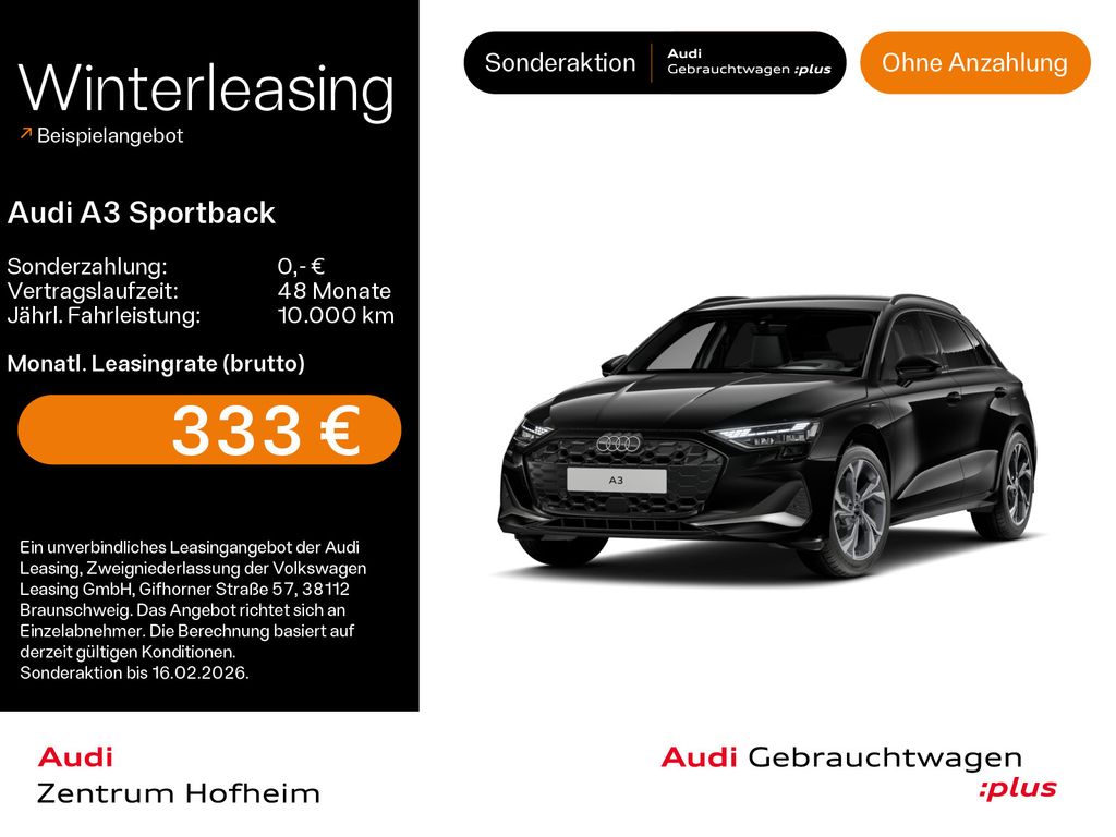 A3 Sportback 40 TFSIe Advanced S tro*Sonos*HUD*L