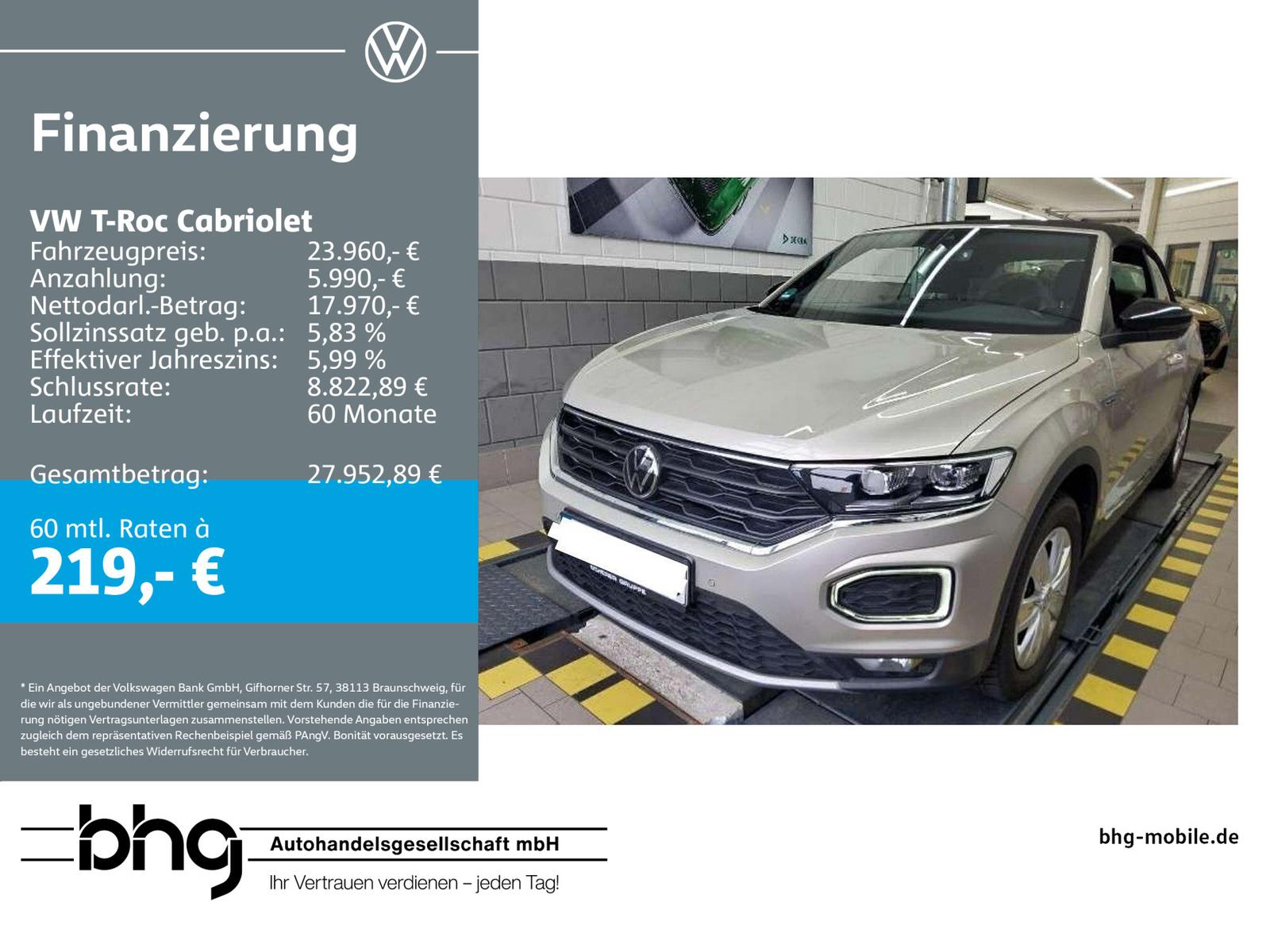 Volkswagen T-Roc Cabriolet 1.5 TSI Style ACC PDC SHZ LED