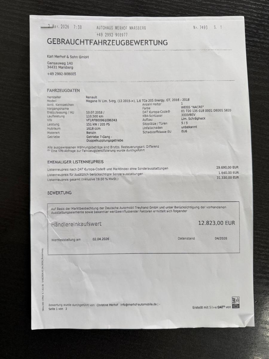 Renault Megane IV Lim. 5-trg.GT * Automatik * Scheckheft