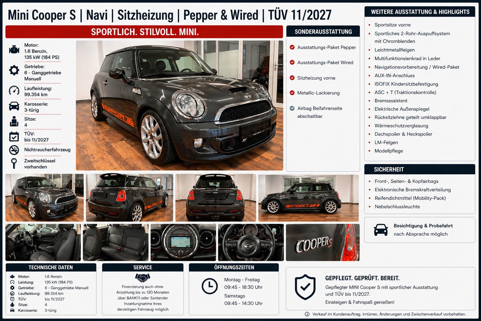 MINI 1.6 COOPER S NAVI/SHZ/SPORTPAKET/TÜV 11/27