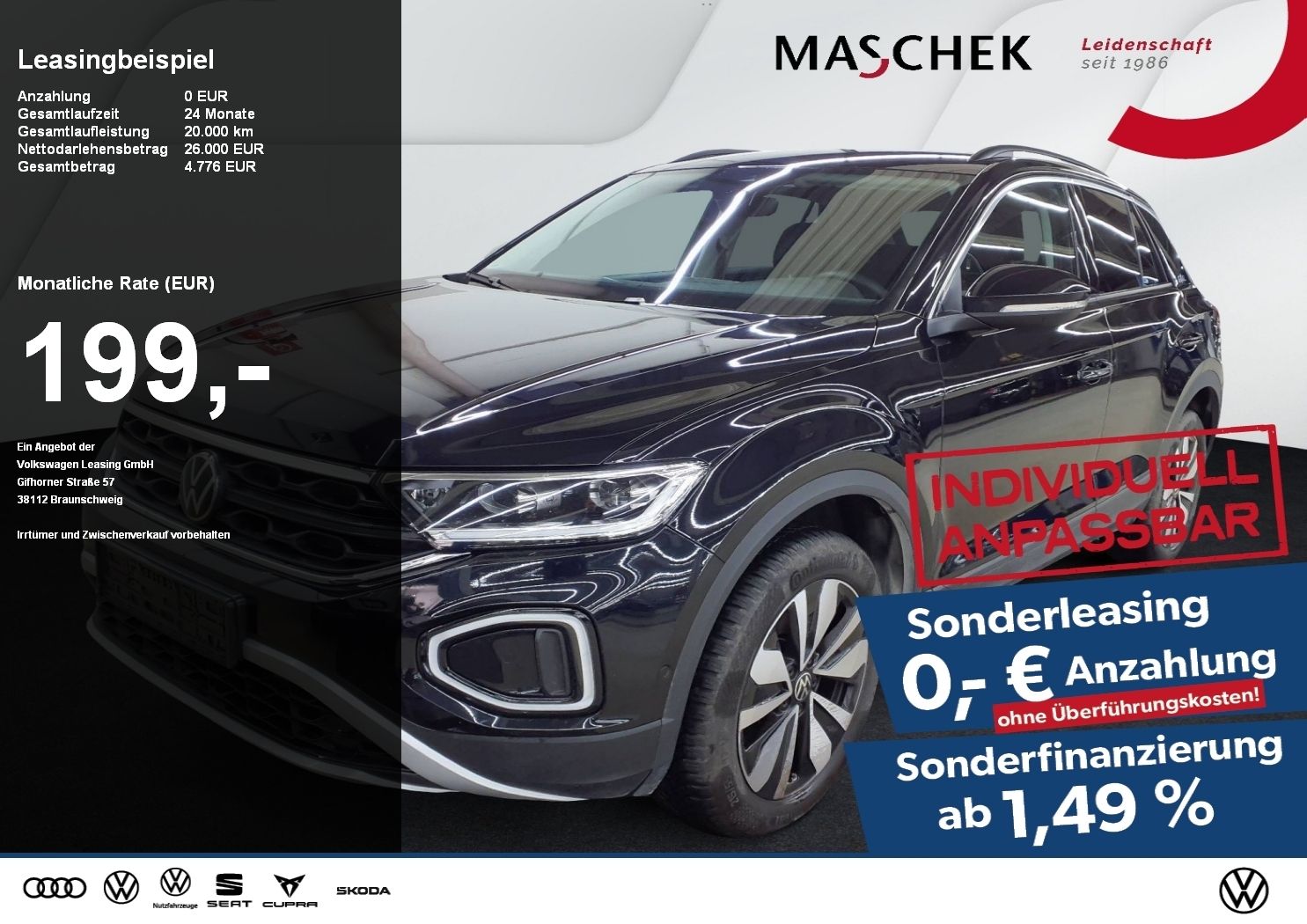 Volkswagen T-ROC Goal 2.0 TDI Sonderleasing ohne zzgl Koste