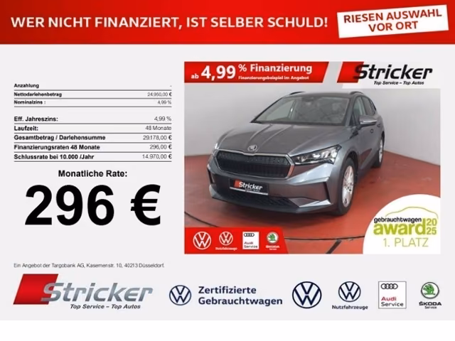 Skoda Enyaq IV50 296,-ohne Anzahlung Navi Kamera Sitzh