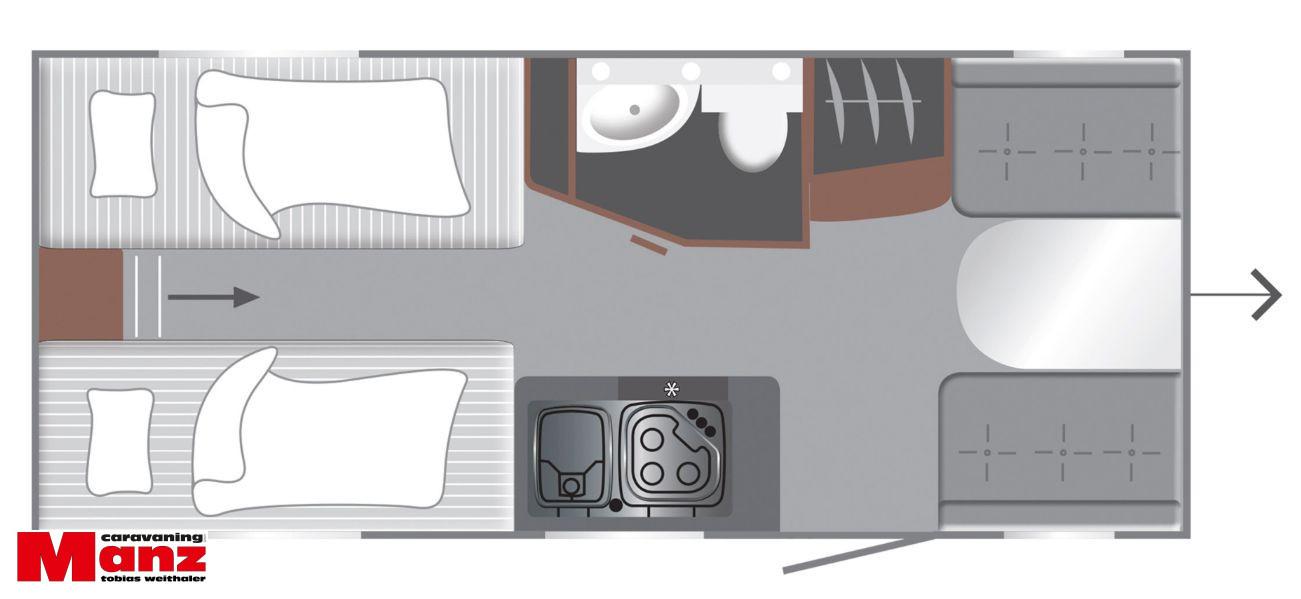LMC Sassino 460 E - Einzelbetten - Dusche