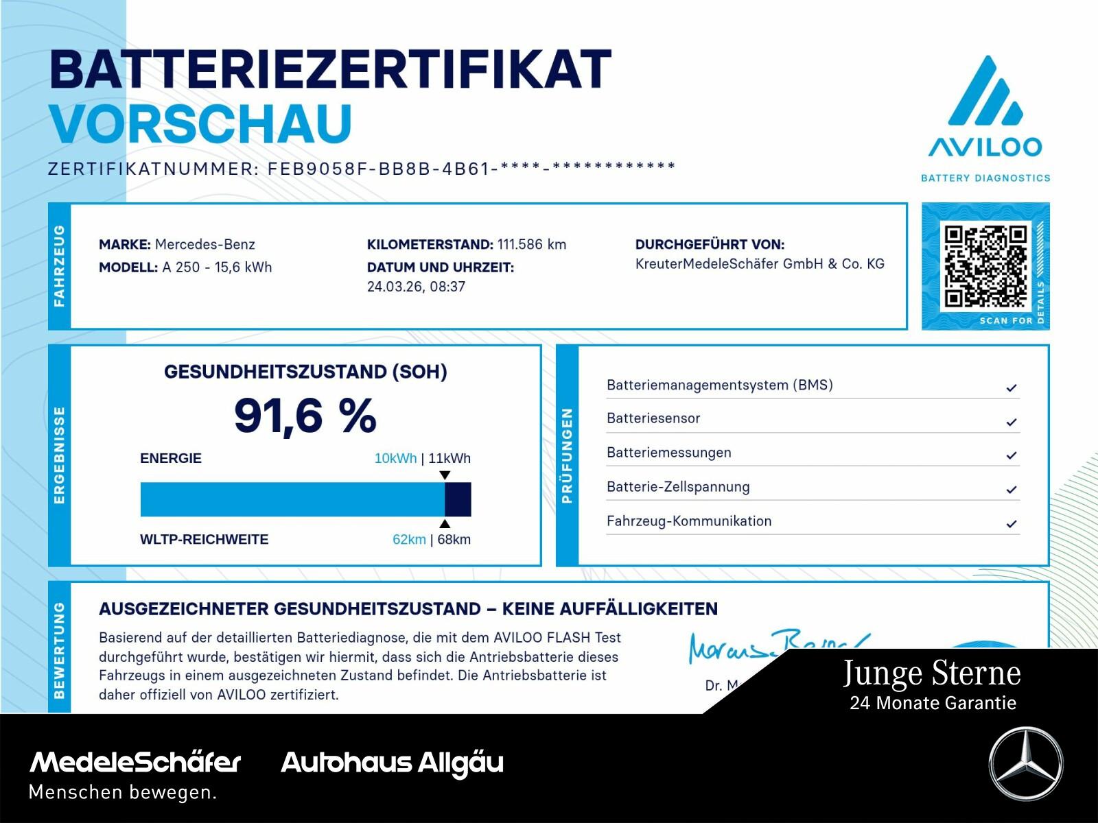Mercedes-Benz A 250 e Kompaktlimo Progressive MLed AHK Kamera