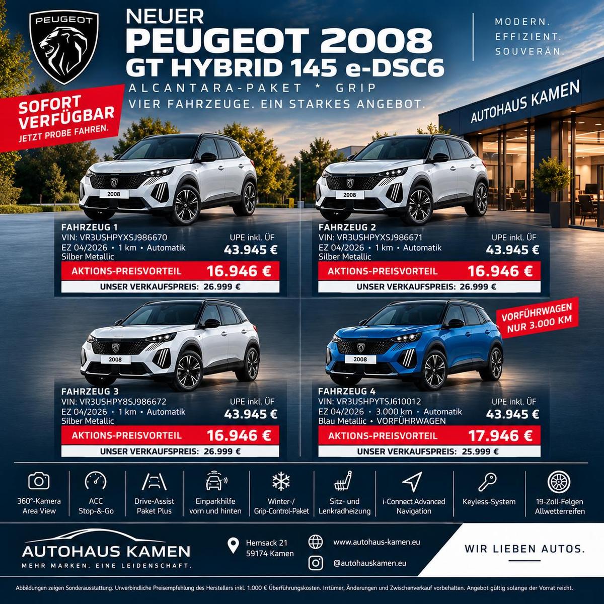 Peugeot 2008 GT Hybrid 145 e-DSC6 Alcantara-Paket*Grip