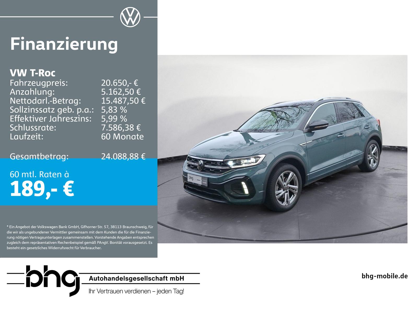 Volkswagen T-Roc 1.0 TSI *R-LINE* #AHK #KAMERA #LED #CarPla